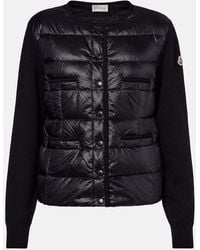 Moncler - Cardigan Matelasse En Laine Vierge - Lyst