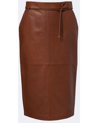 Max Mara - Leather Midi Skirt - Lyst