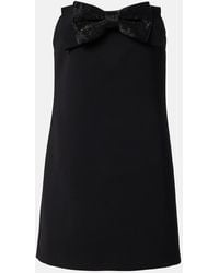 Self-Portrait - Beaded Bow-Detail Crepe Minidress - Lyst