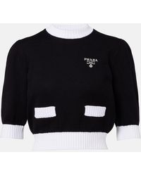Prada - Cropped-Pullover Aus Baumwolle - Lyst