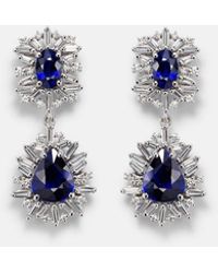 Suzanne Kalan - 18Kt Drop Earrings With Diamonds And Sapphire - Lyst