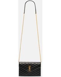 Saint Laurent - Cassandre Envelope Leather Wallet On Chain - Lyst