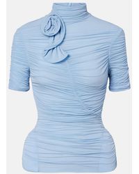 Magda Butrym - Floral-Applique Ruched Top - Lyst