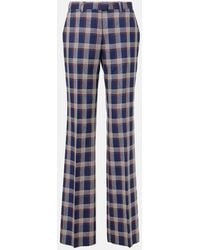 Etro - Checked High-Rise Wool Wide-Leg Pants - Lyst