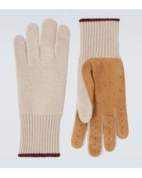 Brunello Cucinelli - Leather-Trimmed Cashmere Gloves - Lyst
