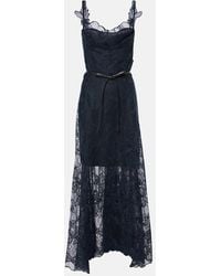 Oscar de la Renta - Floral Lace Midi Dress - Lyst