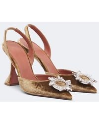 AMINA MUADDI - Begum Embellished Velvet Slingback Pumps - Lyst