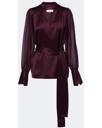 JOSEPH - Paula Satin And Chiffon Blouse - Lyst