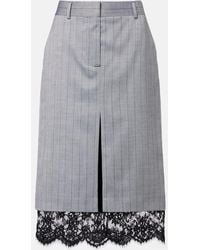 Stella McCartney - Pinestripe Wool Midi Skirt - Lyst