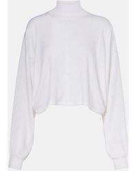 Alaïa - Cropped Linen Turtleneck Sweater - Lyst
