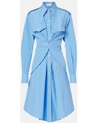 McQueen - Cotton-Blend Taffeta Shirt Dress - Lyst