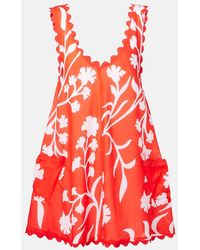 Juliet Dunn - Printed Scalloped Cotton Minidress - Lyst
