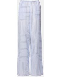 TOTEME - Embroidered Cotton-Blend Poplin Pajama Pants - Lyst