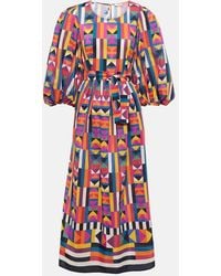 Eres - Geometric-Print Puff-Sleeve Dress - Lyst