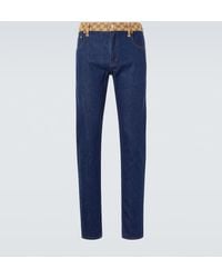 Gucci - Gg Canvas Mid-Rise Tapered Jeans - Lyst