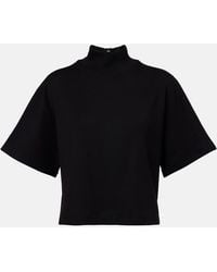 Alaïa - High-Neck Cotton Jersey T-Shirt - Lyst