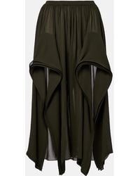 Alaïa - Ruffled Georgette Wide-Leg Pants - Lyst