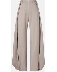 Loewe - Pantalones Anchos De Lana Drapeados - Lyst
