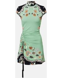 Roberto Cavalli - Floral Gathered Jersey Minidress - Lyst