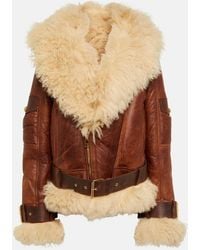 Balmain - Leather And Shearling Jacket - Lyst