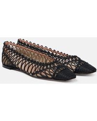 Aquazzura - Kahlo Raffia And Mesh Ballet Flats - Lyst