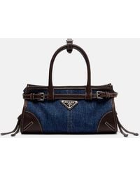 Prada - Bonnie Small Denim Top-Handle Bag - Lyst