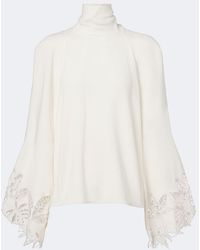Oscar de la Renta - Embroidered Silk-Blend Georgette Blouse - Lyst