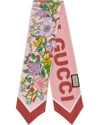 Gucci Logo Floral Silk Scarf - Multicolour