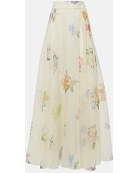 Zimmermann - Natura Floral Linen And Silk Organza Maxi Skirt - Lyst