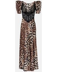 Rodarte - Robe Longue En Satin De Soie A Motif Leopard - Lyst
