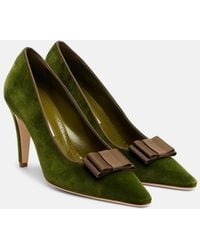 Manolo Blahnik - Readorhi Bow-Detail Velvet Pumps - Lyst