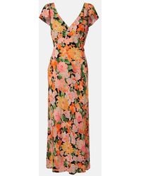RIXO London - Cathy Floral Crepe Midi Dress - Lyst