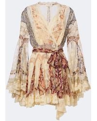 Zimmermann - Valiant Floral Lace-Trimmed Wrap Dress - Lyst