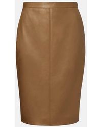 Saint Laurent - Jupe Crayon En Cuir - Lyst