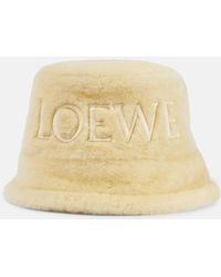 Loewe - Logo Shearling Bucket Hat - Lyst