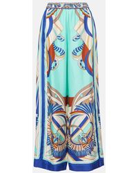 CAMILLA - Printed Silk Satin Palazzo Pants - Lyst
