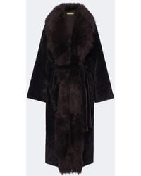 Nour Hammour - Isadora Shearling Wrap Coat - Lyst