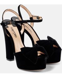 Tom Ford - Velvet Platform Sandals - Lyst