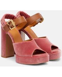 Chloé - Aria 95 Velvet Platform Sandals - Lyst