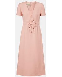 Valentino - Crepe Couture Floral-Applique Midi Dress - Lyst