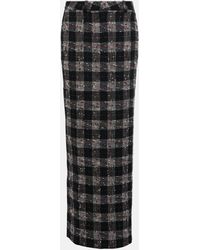 Alessandra Rich - Checked Lurex Wool Maxi Skirt - Lyst
