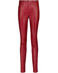 Saint Laurent High-rise Leather Trousers - Red