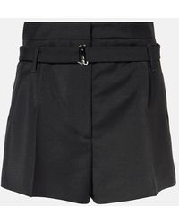 Prada - Belted Mohair And Wool Shorts - Lyst