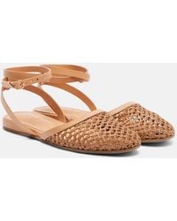 Ancient Greek Sandals - Filothea Leather-Trimmed Raffia Slingback Flats - Lyst