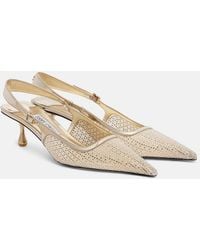 Jimmy Choo - Amel 50 Embellished Mesh Slingback Pumps - Lyst