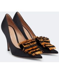 Gianvito Rossi - Feather-Trimmed Satin Pumps - Lyst