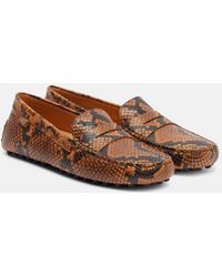 Tod's - Gommino Snake-Effect Leather Driving Shoes - Lyst