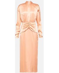 Alessandra Rich - Tie-Neck Silk Satin Midi Dress - Lyst