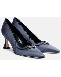 Manolo Blahnik - Amala 70 Embellished Satin Pumps - Lyst