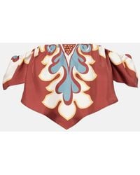La DoubleJ - Sand Dollar Off-Shoulder Silk Top - Lyst